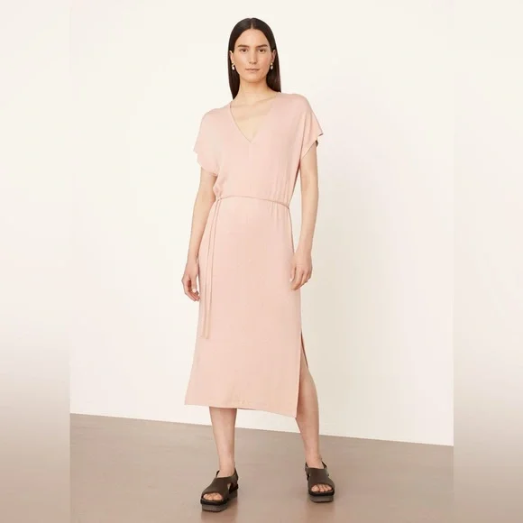 Vince | Dresses | Nwt Vince Double V Neck Pullover Sheath Dress Lily Blush Pale  Pink Midi